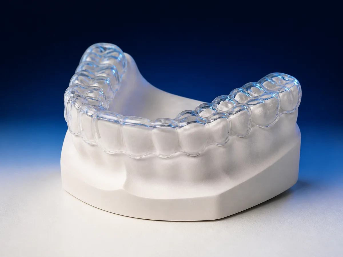Gouttière occlusale transparente sur modèle